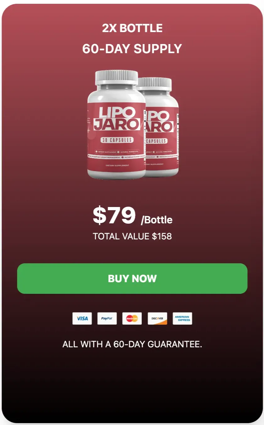 LipoJaro 2-bottle starter package — 60-day supply at $79 per bottle